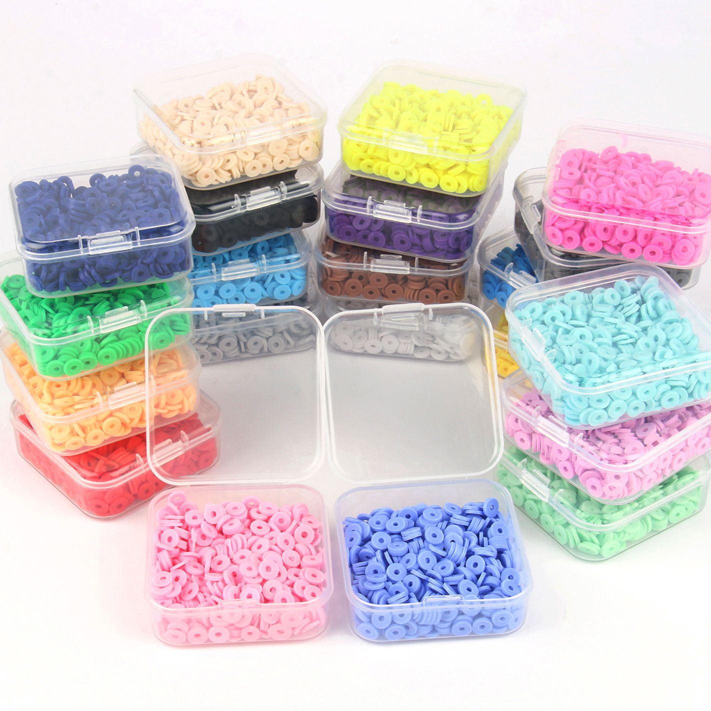 Seed Bead Tube - 500pcs/Box 6mm Flat Round Polymer Clay