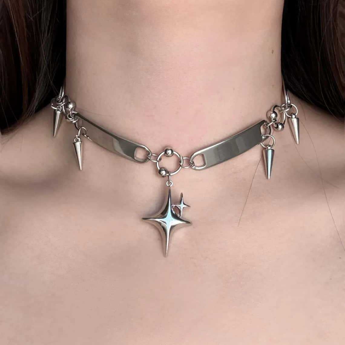 Punk Star Riveted Choker,Rock  - Jewelry Making Rings recension och pris