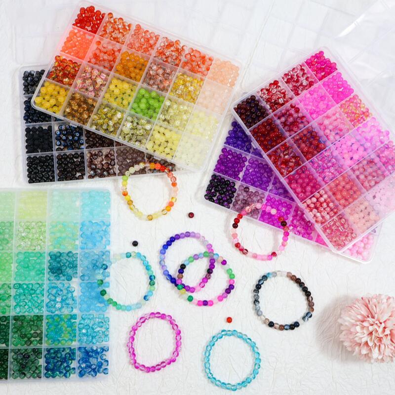 Glass Beads 24Colors 6mm Brace - Jewelry Making Tool Kit recension och pris