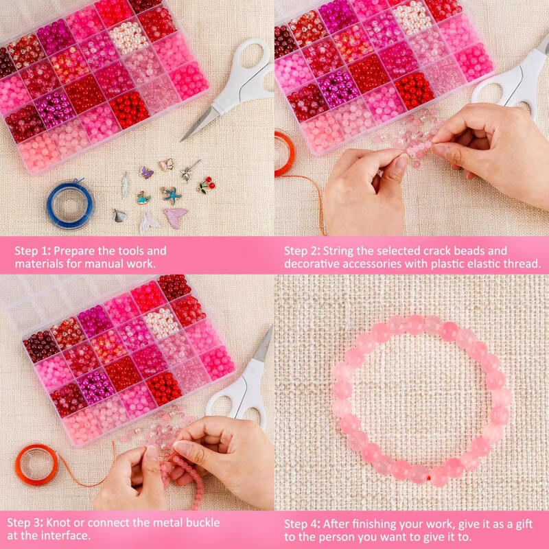 Glass Beads 24Colors 6mm Brace - Jewelry Making Tool Kit recension och pris